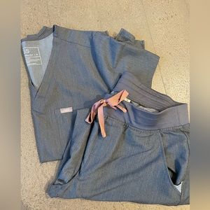 Figs The Set scrubs in Heather denim